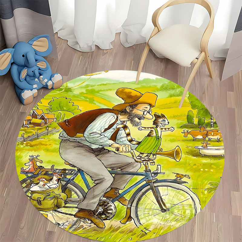 Outdoor Adventure Farm - Gratis verzending! Grillig fietsavontuur landelijk boerderijtapijt
